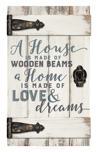A house is made of wooden beams