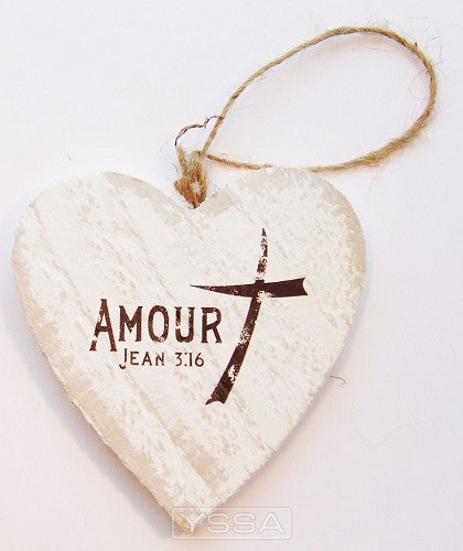 Amour (Coeur en bois - 9,5 cm)