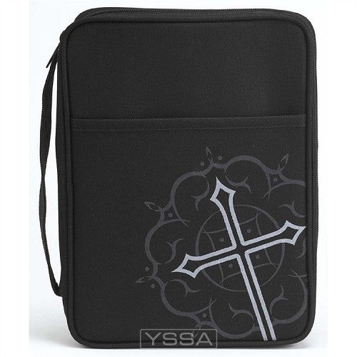 Black nylon with silkscreened grey cross