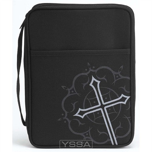 Black nylon with silkscreened grey cross