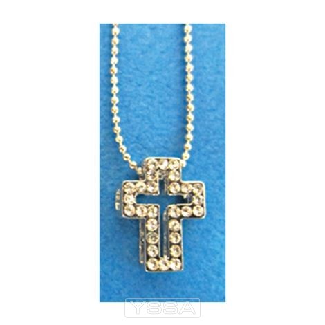 Necklace crystal cross white