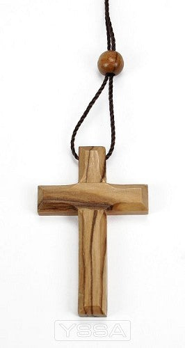 Kruis 5cm olijfhout aan koord 80cm