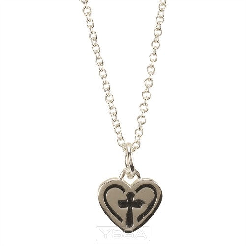 Heart with cross - pendant 8 x 10 mm